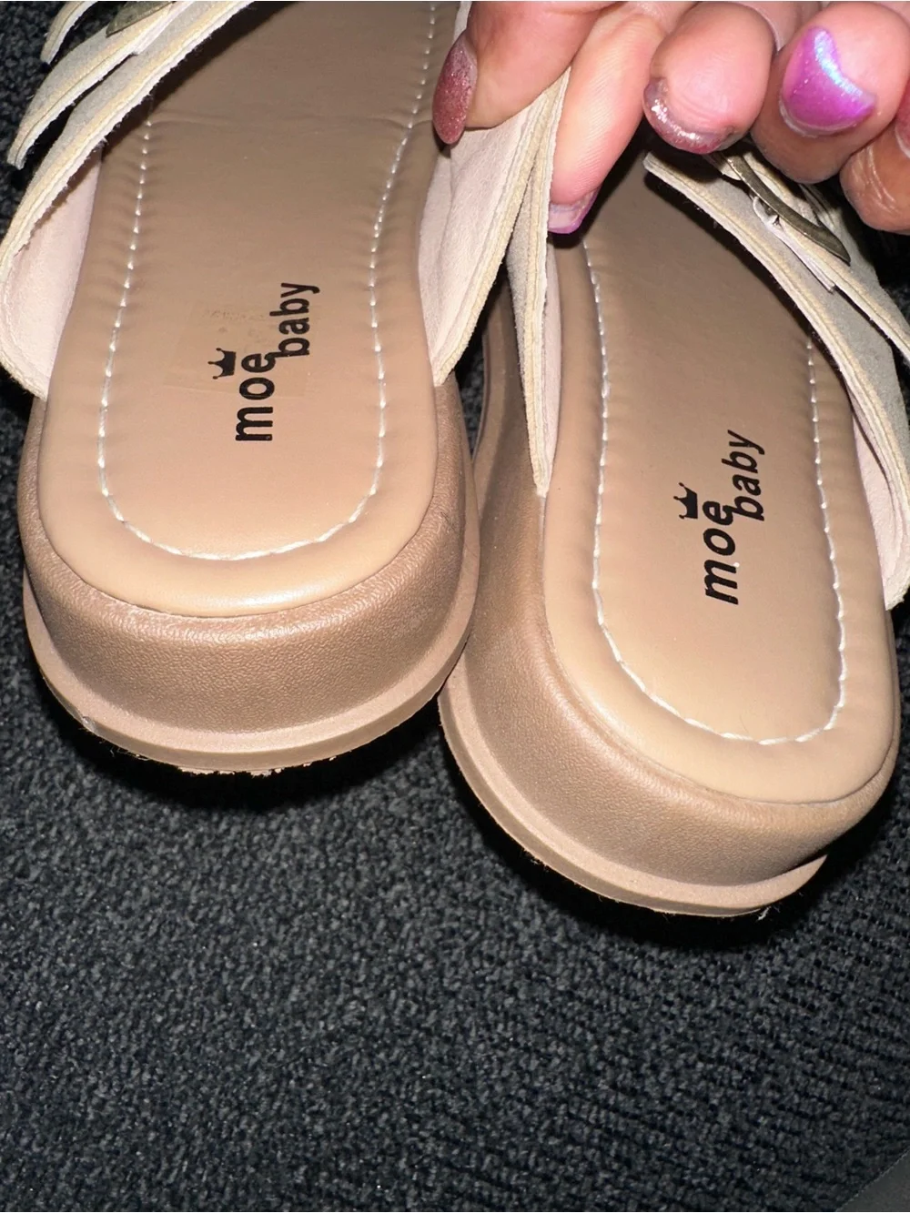 Moe Baby Kids Tan Double-Buckle Sandals